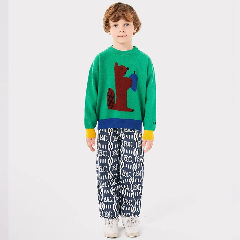 2024 New Autumn Winter Children\'s Clothing Girl Embroidery Sweaters Boys Warm Sweater Kids Printed Trousers Sets for Children