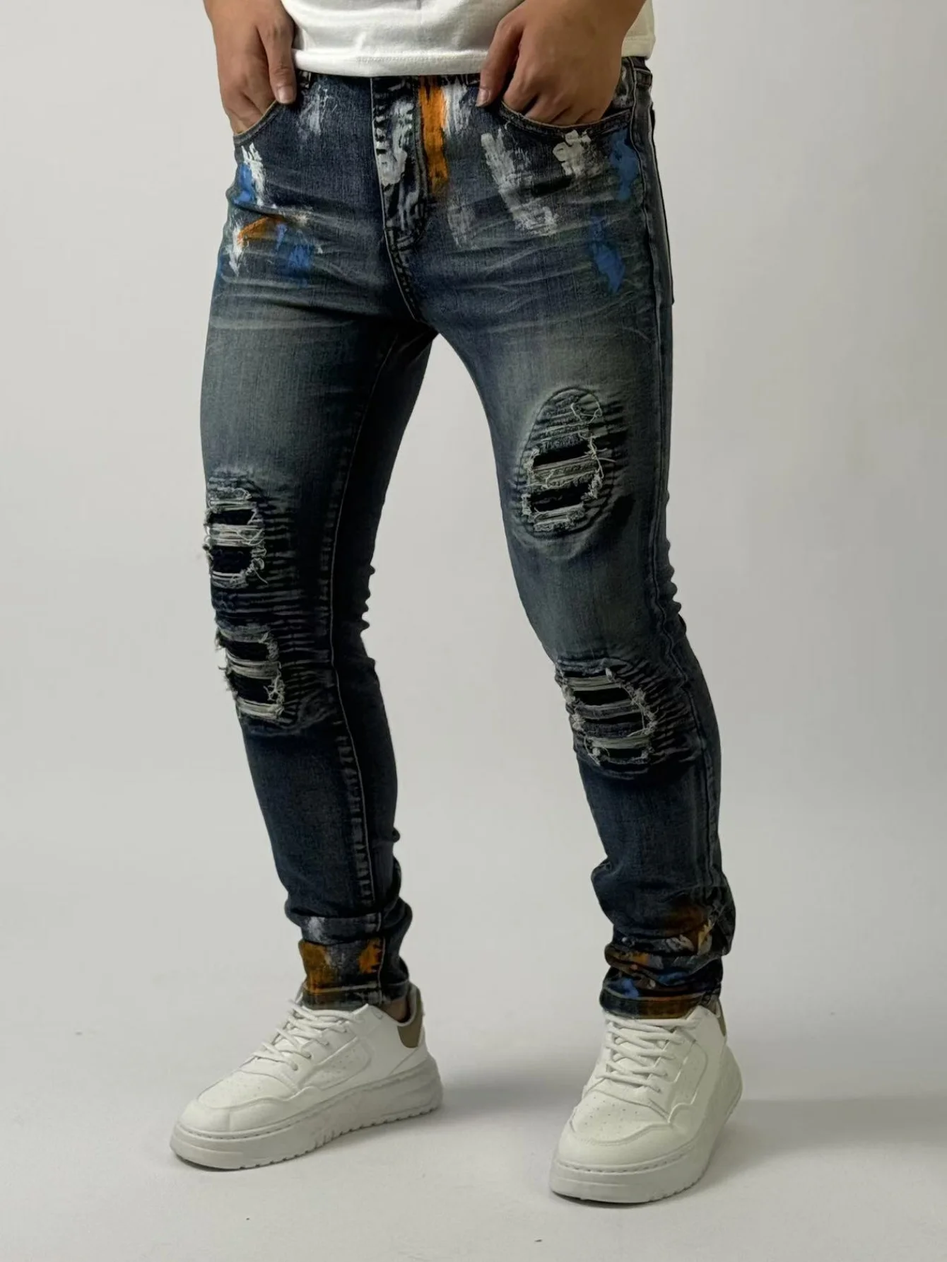 

KING JEANS Мужские брюки с ручной росписью, стиль, уличная вечеринка, трендовая классическая универсальная ткань, подходит для всех сезонов