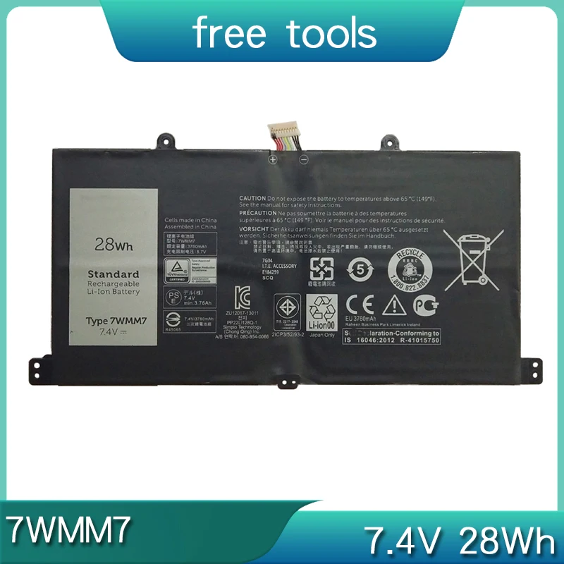 Новый аккумулятор для ноутбука 7WMM7 7,4 В 28 Втч для Dell Venue 11 Pro, док-станция для клавиатуры D1R74 RTY89 CFC6C DL011301-PLP22G01 Новый аккумулятор для ноутбука 7WMM7 7,4 В 28 Втч для Dell Venue 11 Pro, док-станция для клавиатуры D1R74 RTY89 CFC6C DL011301-PLP22G01