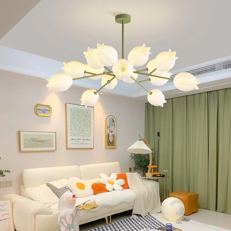 

Cream style chandelier; French creative flower bedroom light; modern minimalist restaurant light.