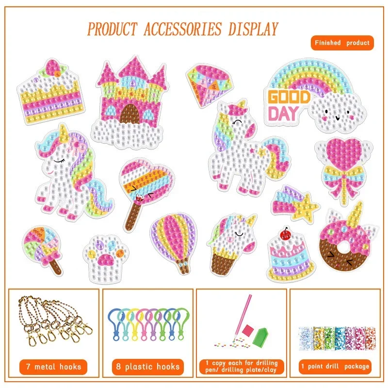 الأحجار الكريمة الماس اللوحة الأطفال الكرتون يونيكورن ماجيك الأطفال مجموعة محلية الصنع المفاتيح ملصق الفن الحرفية فتاة الأطفال