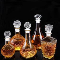 250-1000ml High-grade Transparent Glass Wine Bottle Whisky Dispenser Creative Red Wine Bottle for Liquor Scotch Bourbon