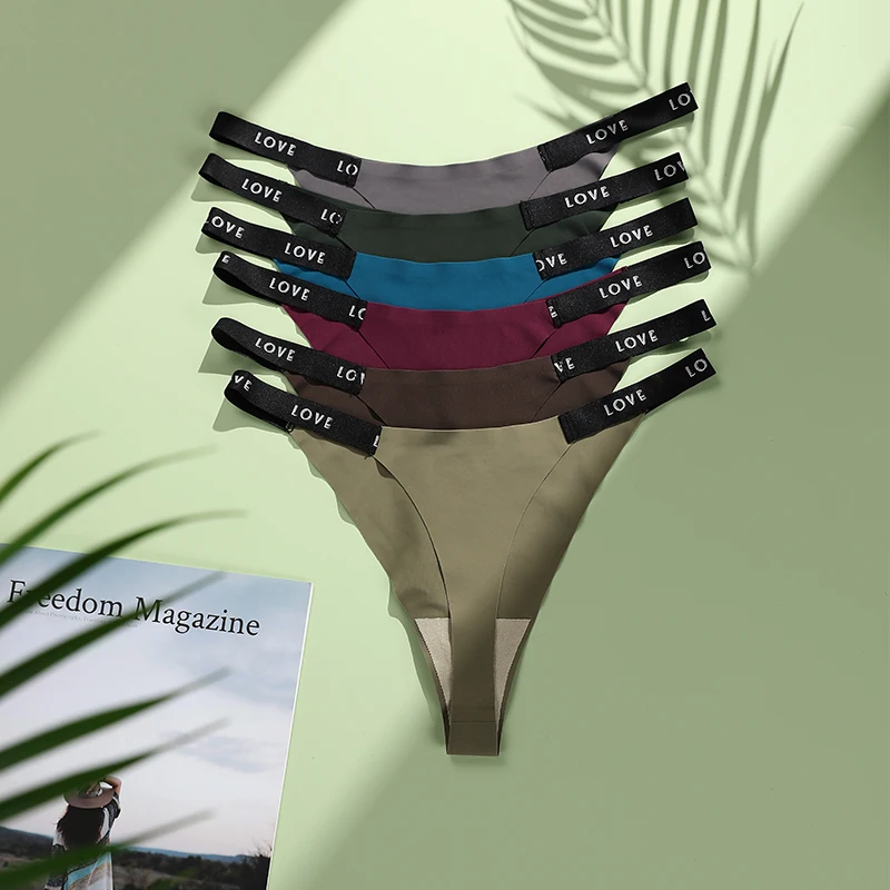 

Женское модное бесшовное нижнее белье, трусики с буквенным принтом, сексуальные стринги с Т-образной спиной для женщин