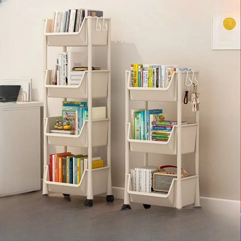

Movable Bookshelf Storage Rack Children's Toy Organizer Under-table Snack Rack Simple Floor-standing Bookcase for Home Use