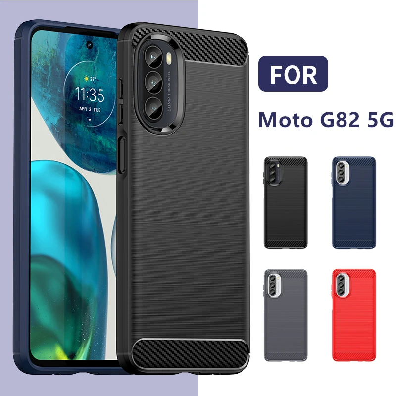 For Moto G82 5G Case Cover Motorola Moto G82 5G Capa Bumper Carbon Fiber Back Shockproof Soft Case For Moto G71S G82 5G Fundas