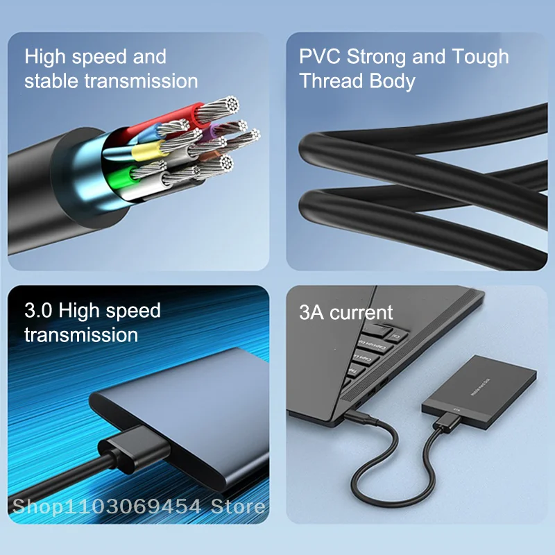 

Type C to Micro B USB3.0 HDD Cable, 10Gbps High-Speed Data Cord for Laptop, Phone, Tablet, And External Disk