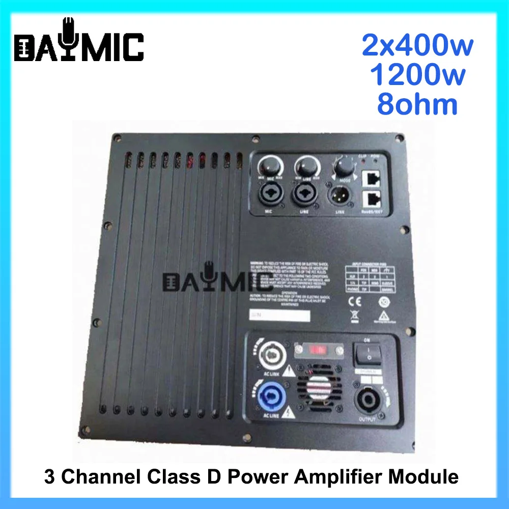 3 Canais 2x400w Amp 1200w 8ohm Amplificador com DSP Classe D Sound Equipamento Módulo Amp para Palco Speaker Modul