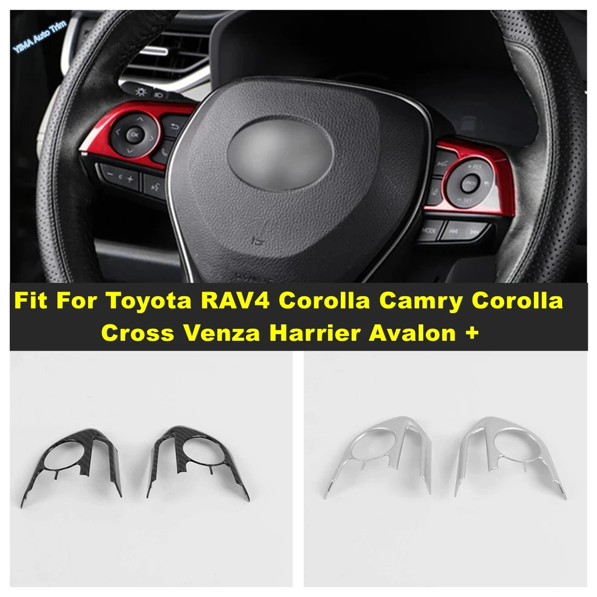 

Car Steering Wheel Button Decor Cover Trim Accessories Interior For Toyota RAV4 Corolla Camry Corolla Cross Venza Harrier Avalon