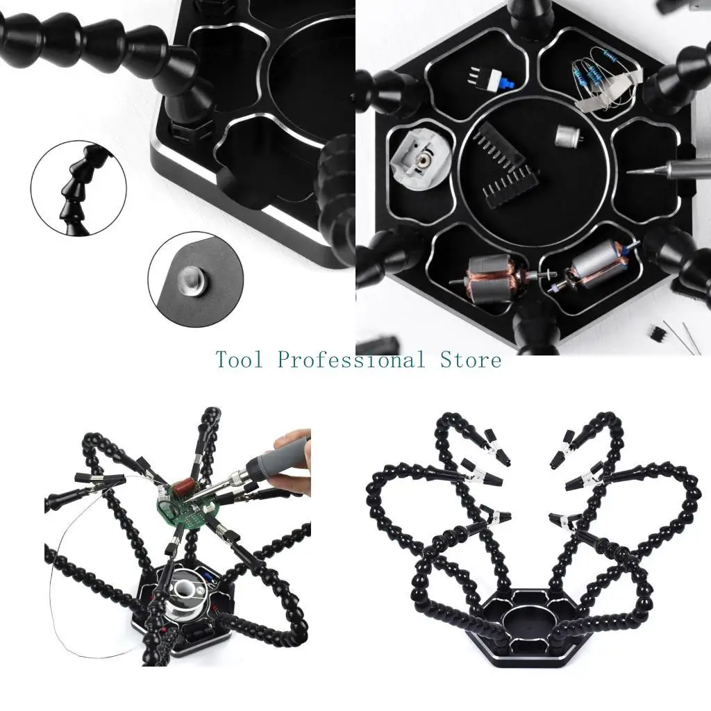 

57QF Soldering Aid with 6 Flexible Gooseneck Arms Soldering Station Third Hand for Soldering Crafts Accessories Solder Holder