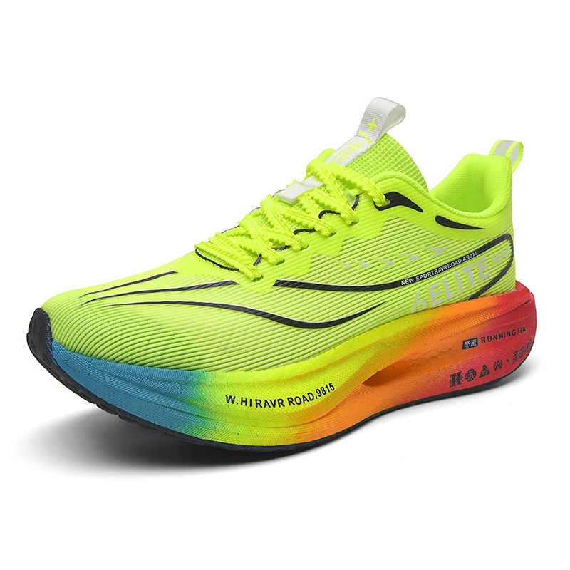 

Fluorescence Running Shoes CarbonBoard Marathon Men Sports Breathable Women's Comfortable Athletic Casual neakers Wear Resistant