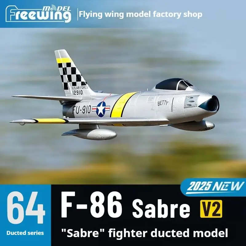 Freewing 64mm F-86 V2 Saber 3CH Jet Fighter 145KPH Entry Level Ducted Aircraft Model Aircraft 4S Power Belt Gyroscope F86 PNP