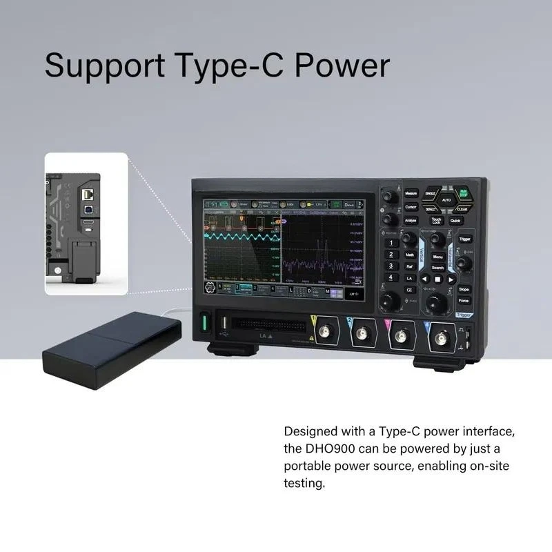 DHO924S Digital Oscilloscope 12-Bit Vertical Resolution 250MHz Frequency Band 4 Analog Built-in Signal 1.25
