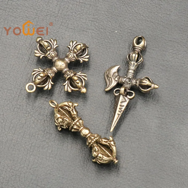 Handcraft Pendant Vintage Solid Religious Pestle Prayer Pendants Nepal Tibetan Handcraft Buddhist Vajra Pestle Copper Crafts