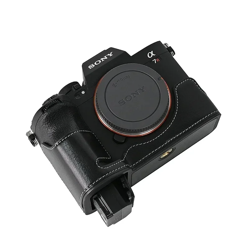 For Sony A7R5 A7RM5 A7RV  A7R Mark V PU Leather Half Body Case Camera Bottom Bag Cover