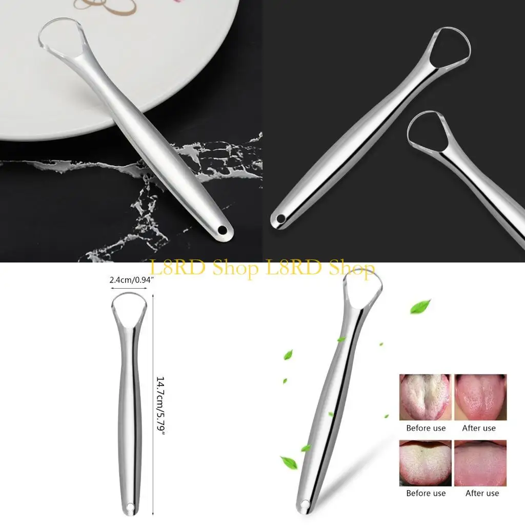 L8RD Stainless Steel Tongue Scraper Metal Hygiene for Fresh Breath Cleaner Brush