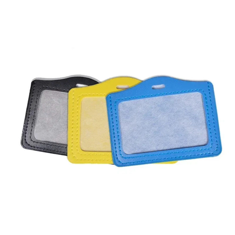 1pc PU Leather Pass Work Card Holder Badge Exhibition Company Staff ID Tag Card Cover Working Permit Case Sleeve Accessories