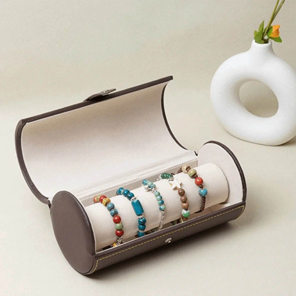 Portable Watch Roll Travel Case Cylindrical Vintage Wristwatch Holder Compact Durable Bracelet Storage Rack Jewelry Storage