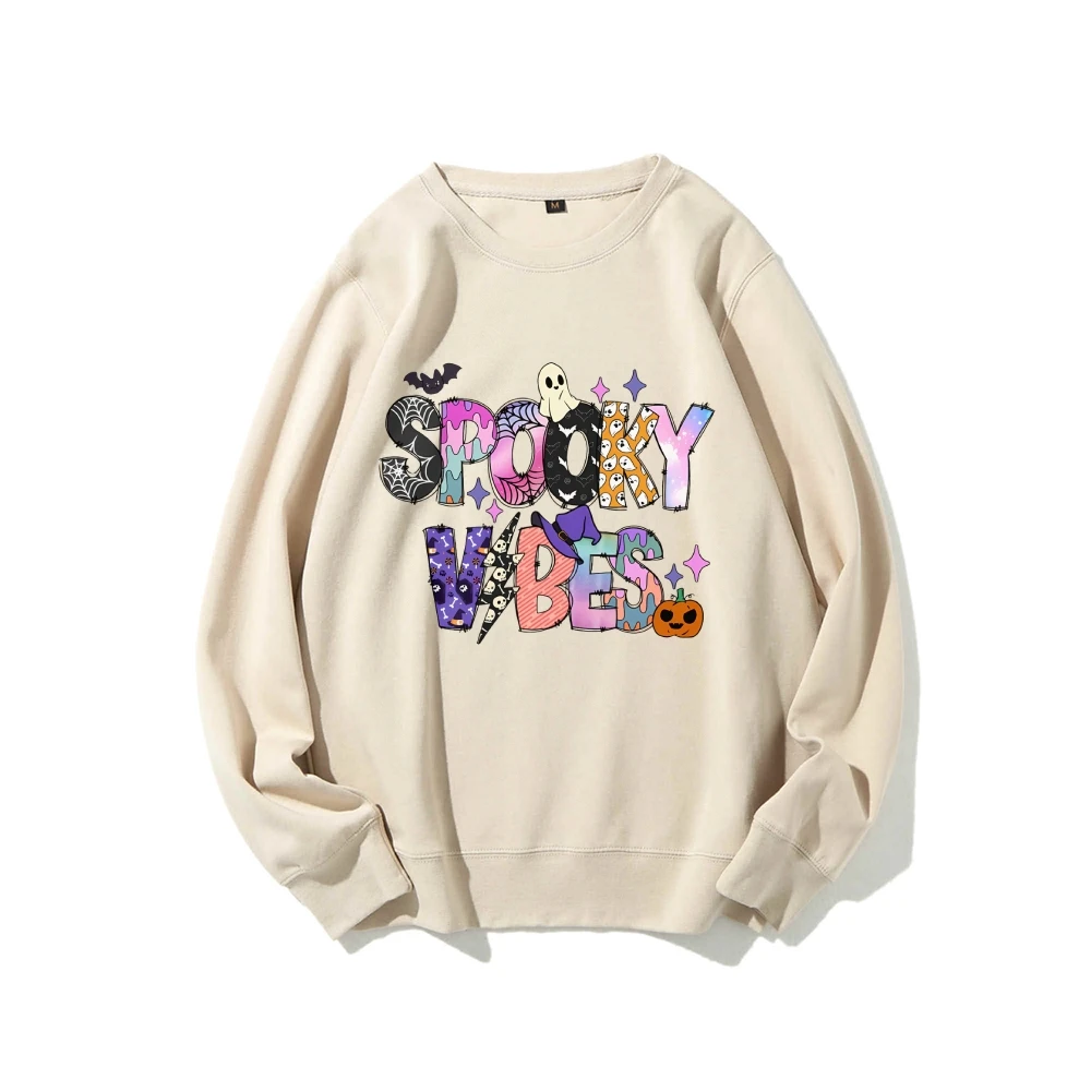 

Women’s Spooky Vibes Halloween Festive Cartoon Graphics Autumn Winter Spooky Season Sweatshirt Costumes Pullovers