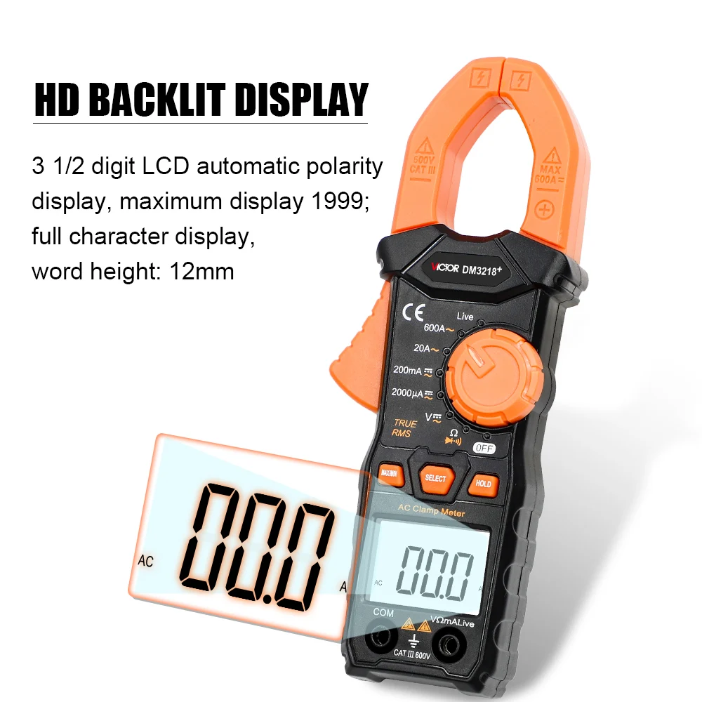 Victor 3218+ Digital Clamp Meter Hot Sale Professional Leakage Current Test Measuring the RMS High Precision NCV Ohm Hz Tester
