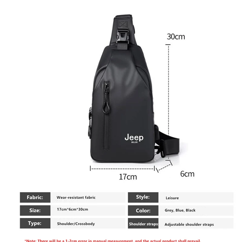 Jeep buluo novos sacos de peito masculino casual sling sacos viagem transportar corscorpo sacos de ombro à prova dnylon água masculino saco