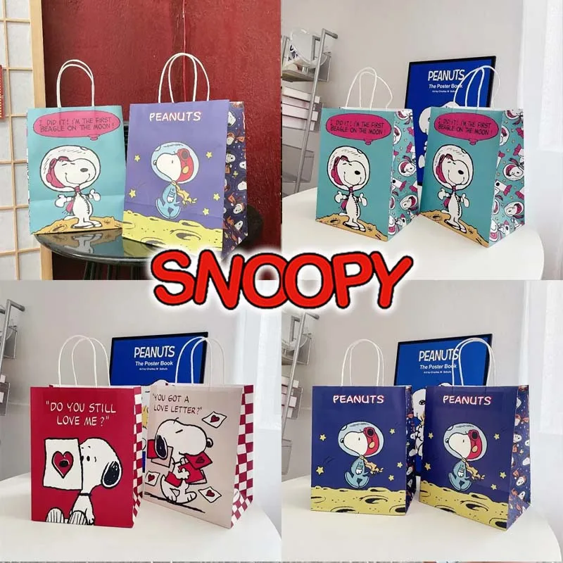 Snoopy saco de doces sacos de papel kraft com alças decoração de festa doces sacos de presente para o natal aniversário casamento convidado favor presente