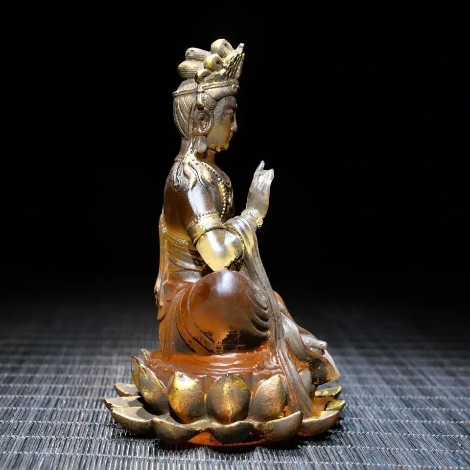 Antique collection glazed gilt, net bottle Guanyin, length cm width 7cm height 13cm weight 412g