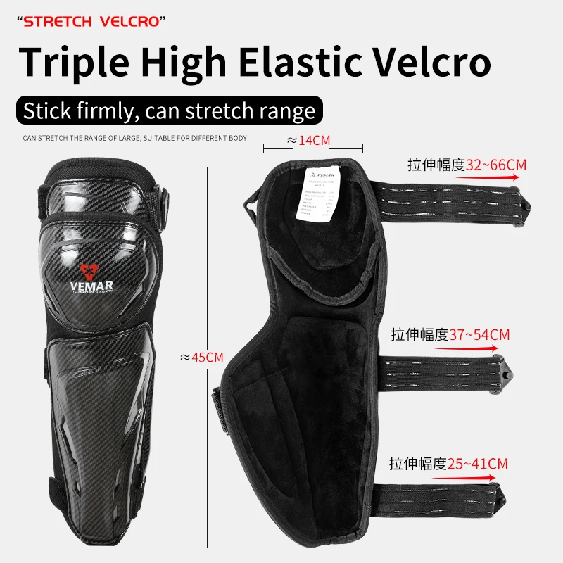 VEMAR 4Pcs Motorcycle Riding Knee Elbowpads Comfort Breathable Motocross Kneepads Carbon Fiber Shell Protection Motorbike Gear