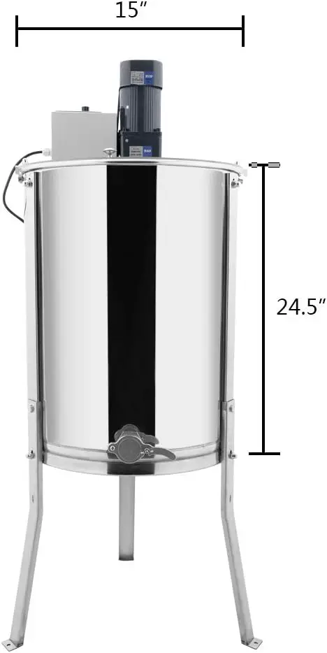 Upgraded Electric 4 Frame Honey Extractor, Stainless Steel Honeycomb Spinner Drum with Adjustable Height Stands