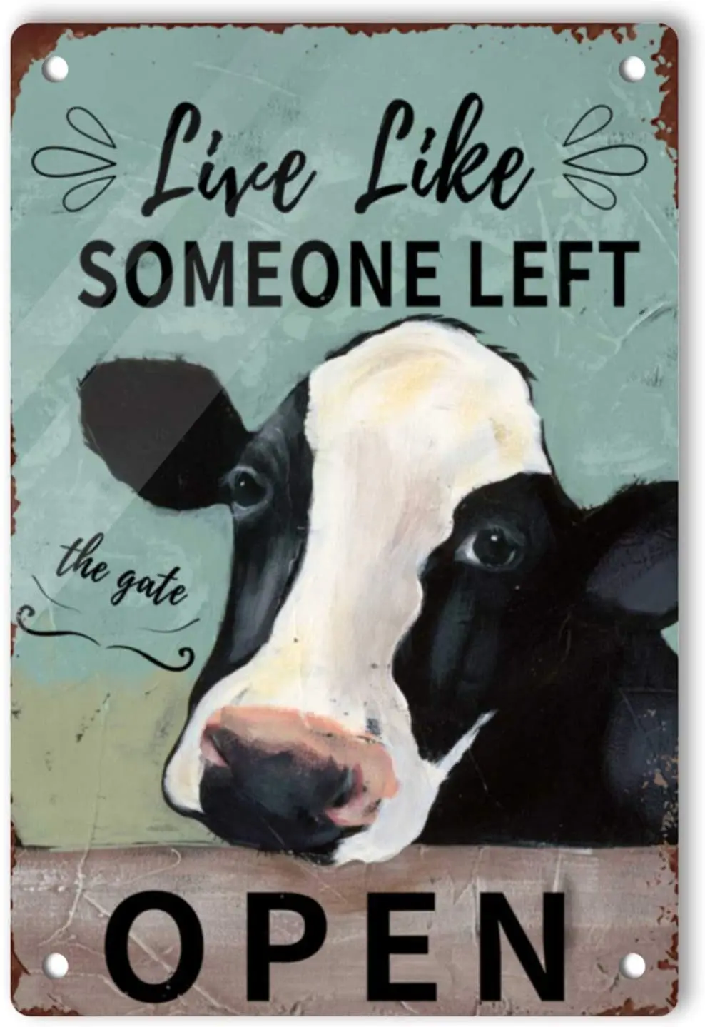 Забавные жестяные знаки с коровами, кто-то оставил открытую ферму, животные, ретро Алюминиевый металлический жестяной знак, настенное искусство, табличка, украшение, Фреска для кофе