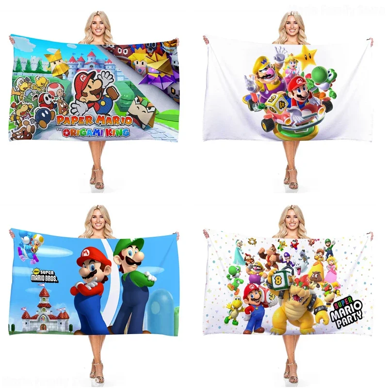 Super Mario Bros Bath Towel Large Quick-Dry Towel Anime 60x120 75x150 Microfiber Swimming Beach Towel Soft Absorbent Towels Gift