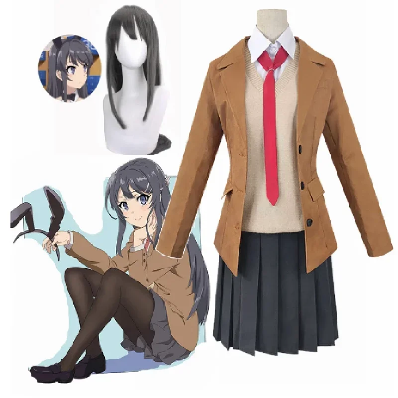 Anime Seishun Cosplay Fantasias, Yarou cego, Ajima Sakurma, Conjunto uniforme do jogo