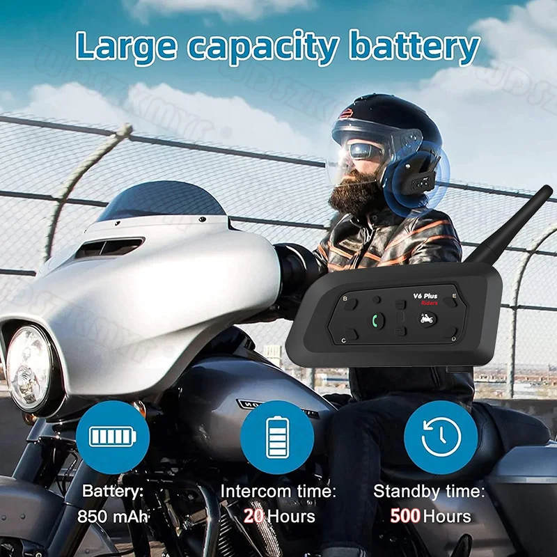 Intercomunicador V6 Plus para casco de motocicleta, interfono con Bluetooth 5,2, intercomunicador para cascos en moto,intercomunicador para moto