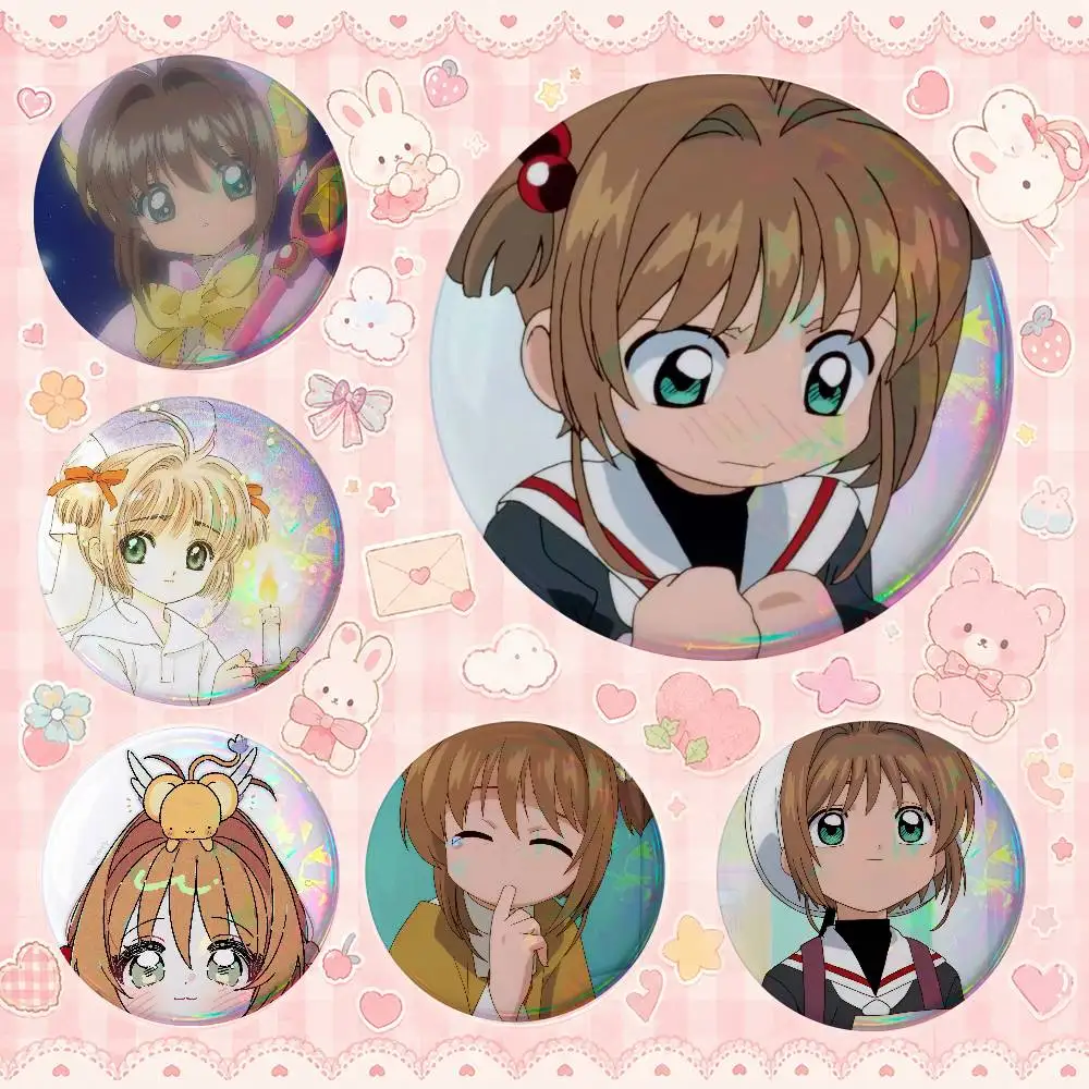C-Card-s-captos-r S-Sak-ura Cute Cool Round Pin Badge Set For Anime Game Music Cartoon Fans Backpack Denim Jacket Hat Decoration
