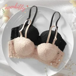 Underwear Women Thickened Bra for Small Breasts Gather Together with Steel Rings Shaped Upper Support A Cup Flat Bra Double