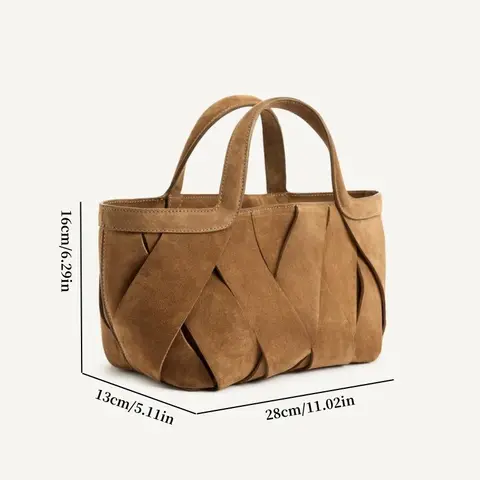 Mini shoppingväska i mocka för kvinnor, lyxig design, nya handväskor för kvinnor, enfärgade vävda tygväskor, 10 best sales Tillverkad i Italien - №2