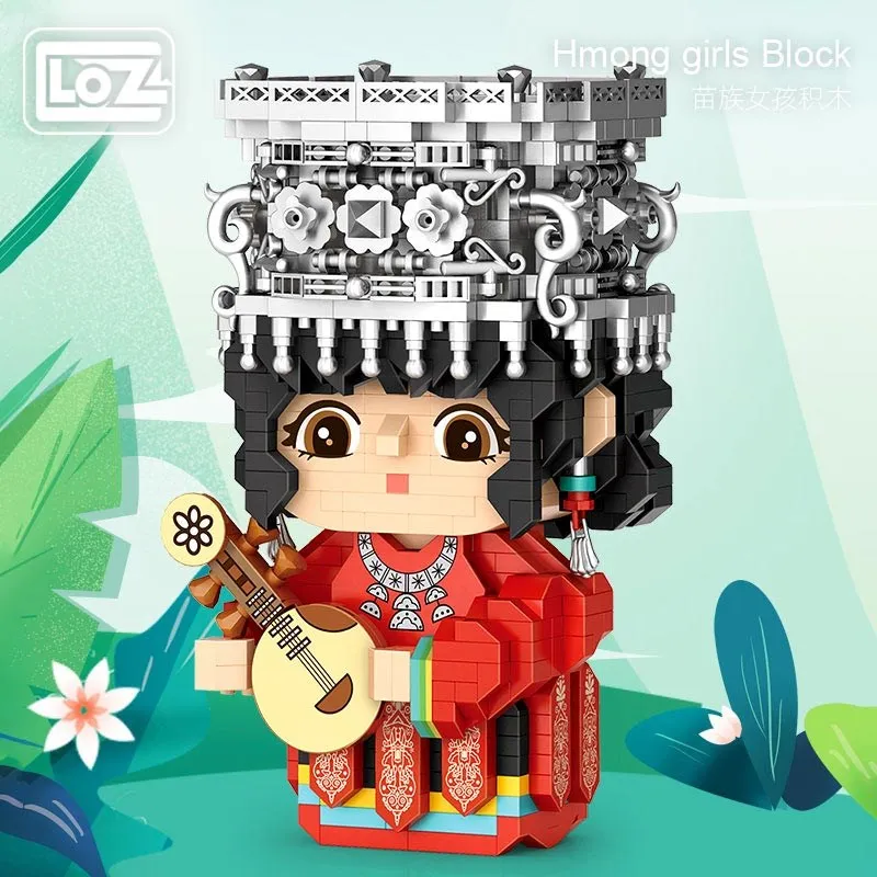 Loz Miao Girl Ethnic Minority Assembled Character Micro Diamond Small Particle Building Blocks Toy Decoration High Difficulty