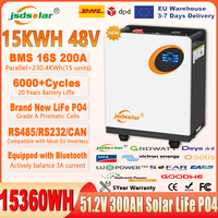 New jsdsolar 48V 300Ah LiFePO4 Battery 15KWh Power Wall 200A BMS 6000+ Cycles Parallel CAN BUS RS485 Solar Energy Storage Power