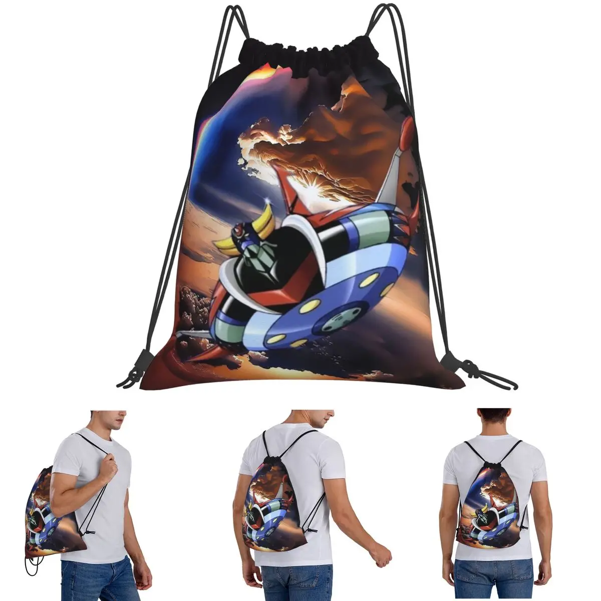 Goldrake Goldorak Anime Mazinger Z UFO Robot Grendizer Backpacks Casual Drawstring Bags Sports Bag Book Bags for Travel Students