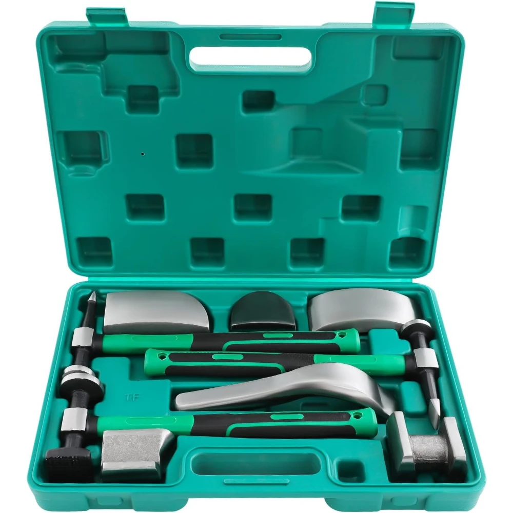 

Набор инструментов для ремонта вмятин на автомобиле из 9 предметов с ящиком для инструментов, для кузовных панелей, крыльев и листового металла, для профессионального и домашнего использования