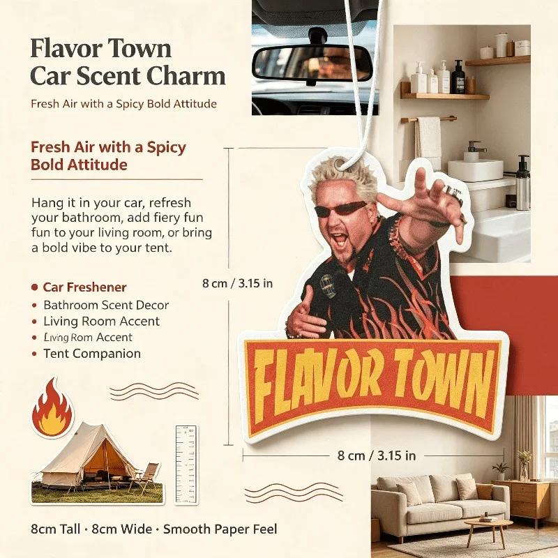 Car Air Freshener Flavor Town Funny Meme Character Hanging Scent Card for Car Rearview Mirror Decor Ornament Gift