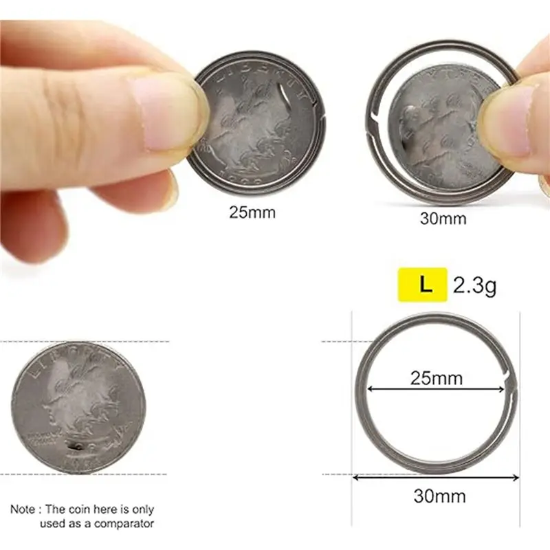 AEF6-Titanium Key Ring, Quick Release Side-Pushing Ring, Super Lightweight Key Organizer, Outer Diameter 30MM, 10PCS