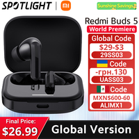 [World Premiere] Global Version Xiaomi Redmi Buds 5 AI Noise Cancellation for Call 40 Hours Battery Dual-device Connectivity