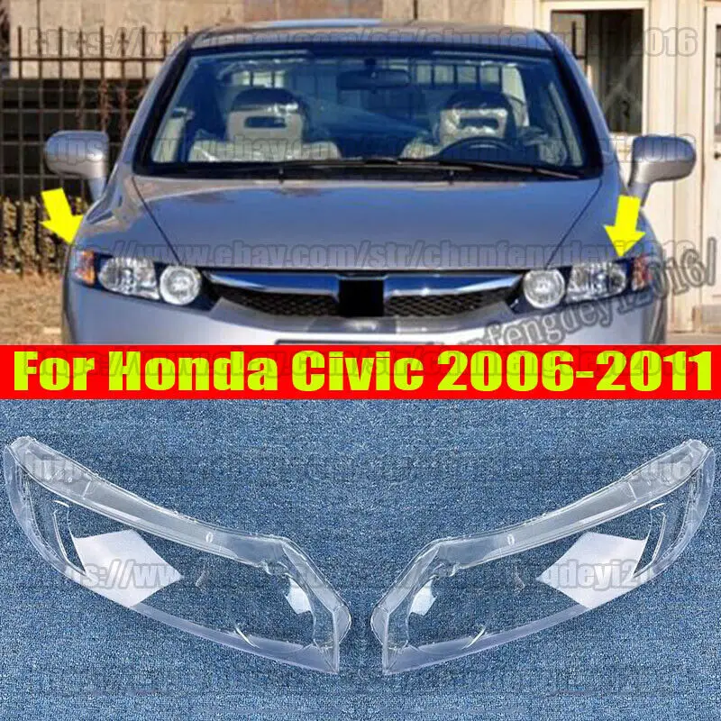 

Fit For 2006-2011 Honda Civic 8th Headlight Headlamp Lens Cover Right&Left 2pcs car accessories