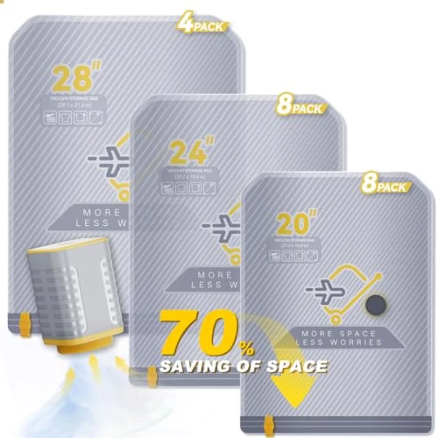 

Vacuum Bags for Travel with Wireless Rechargeable Pump Carry-on Size Compression ing Bags for Luggage and Suitcase Space Saver