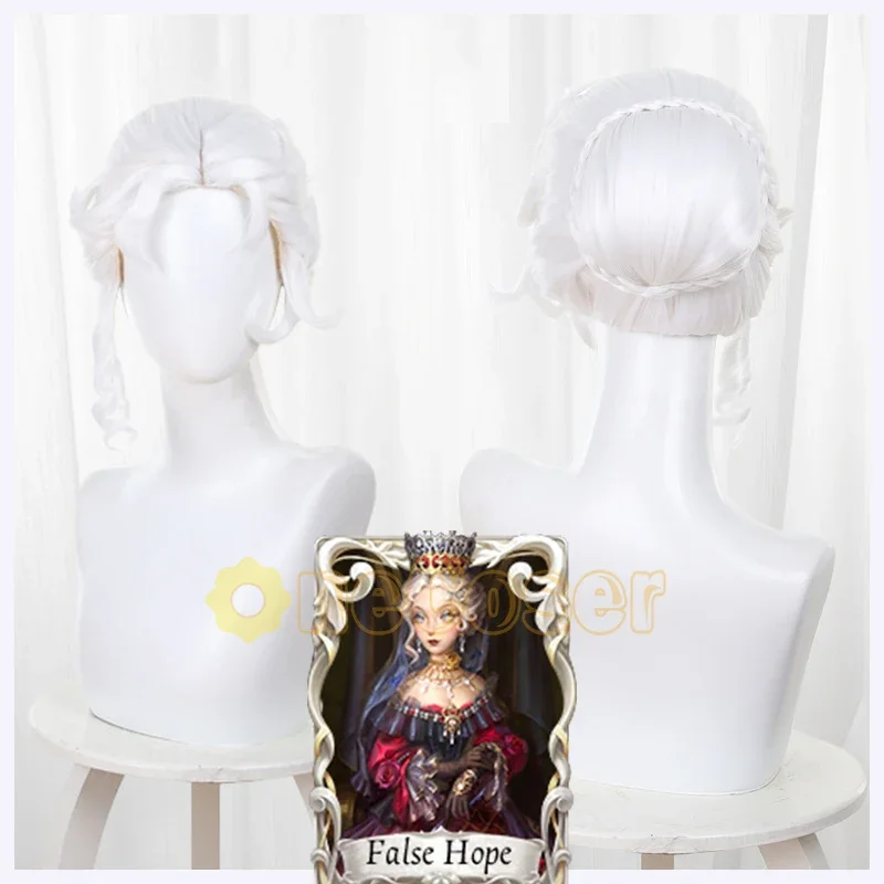 False Hope Cosplay Wig Game Identity V Bloody Queen Mary White Hair Heat-resistant Fiber Hair Wig Cap Halloween Girls Women