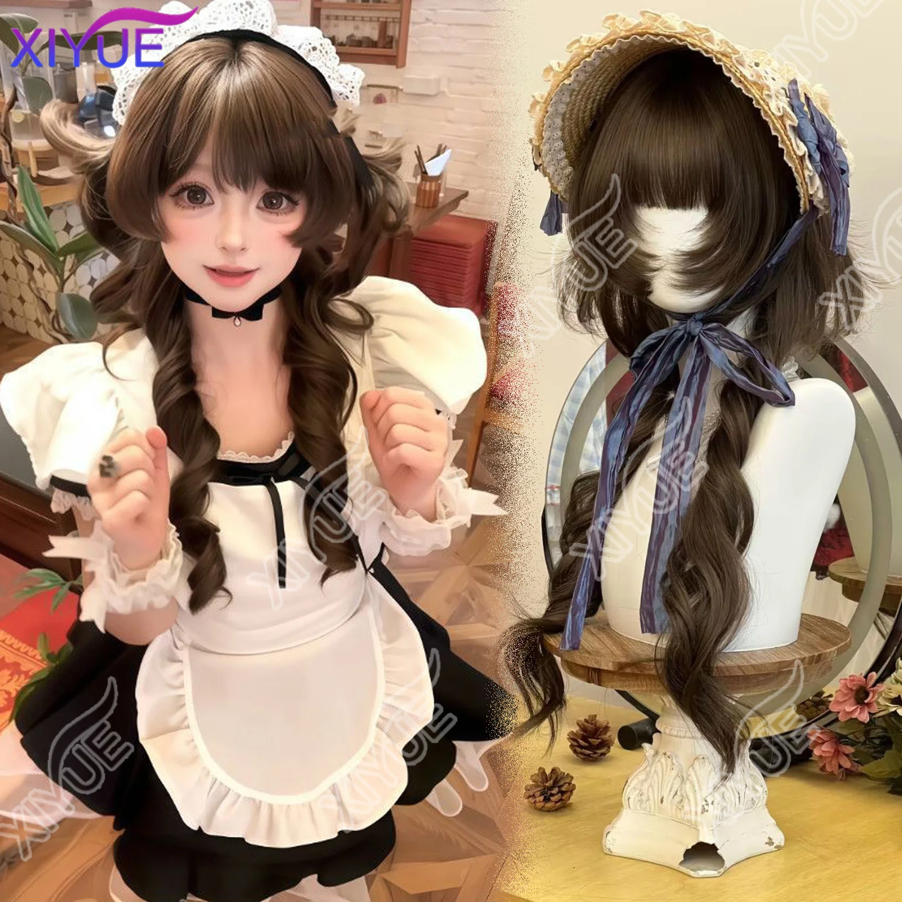 

Синтетический длинный рулонный парик 50 см, женский пушистый гладкий длинный рулон в стиле Лолиты с челкой, подходит для повседневной вечеринки, одежды для косплея