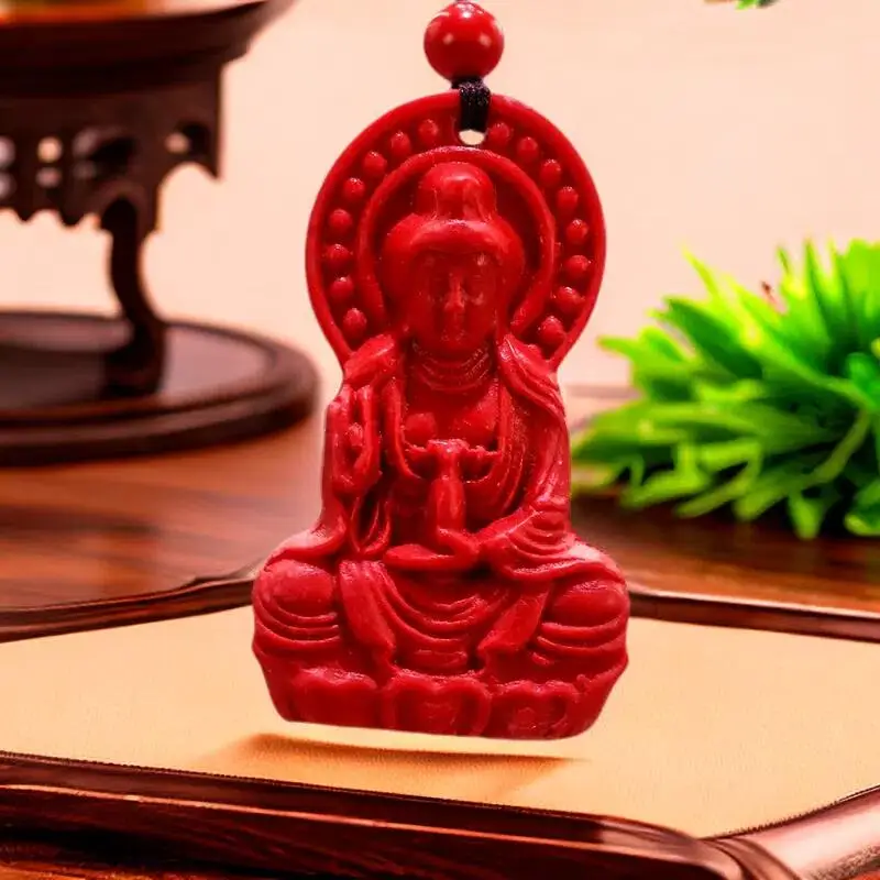 

Подвеска Cinnabar Guanyin, аксессуары, роскошный резной подарок для мужчин, винтажный Шарм, подарок для женщин, дизайнерский китайский красный амулет, ювелирные изделия