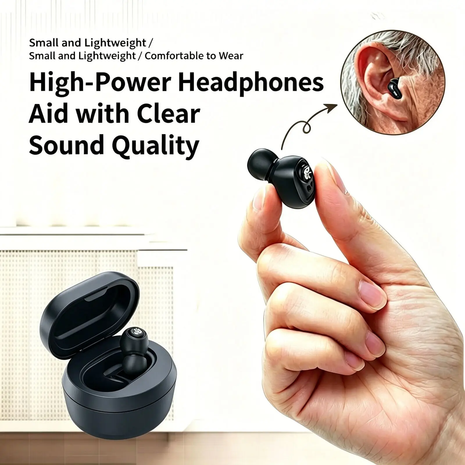 

In Ear Wireless Rechargeable Mini Headphones Sound Amplifier Elderly High Power Noise Cancelling Lightweight Long Battery Life