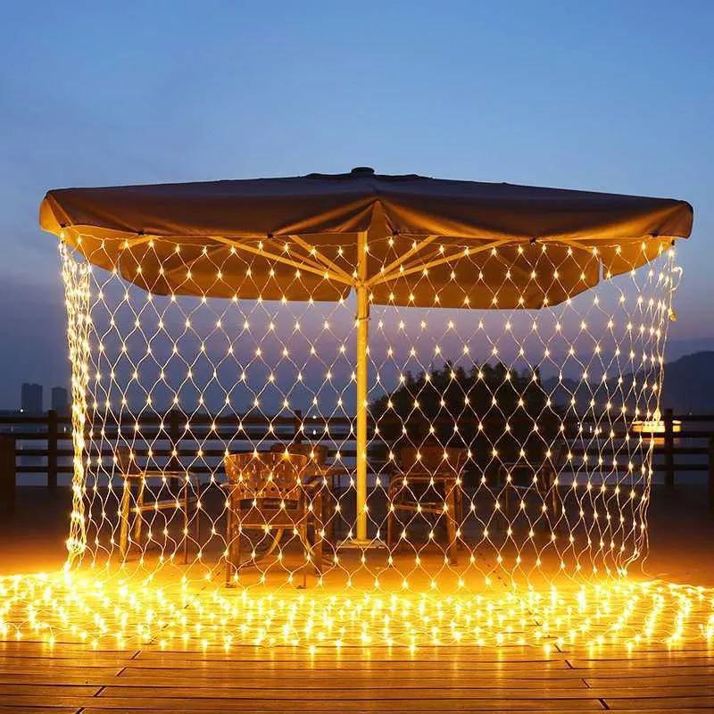 4x6M Solar Power LED Christmas Garlands LED String Christmas Net Lights Fairy Xmas Party Garden Wedding Decoration Curtain Light image 4