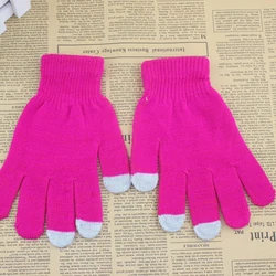 Guantes de pantalla táctil de otoño e invierno para mujer, guantes elásticos de punto gruesos, de imitación de lana, de dedo completo, para esquí al aire libre